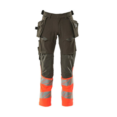 Mascot Accelerate Safe Trousers With Holster PocketsDark Anthracite/hi-Vis Red   (34.5) (Leg LengthLong) from B&Q
