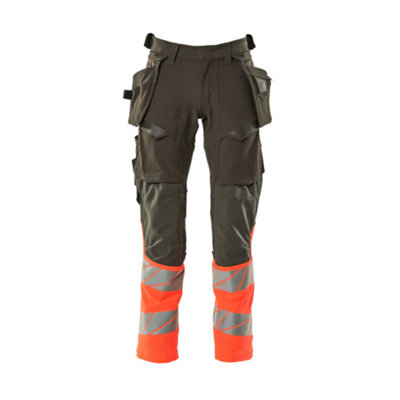 Mascot Accelerate Safe Trousers With Holster PocketsDark Anthracite/hi-Vis Red   (46.5) (Leg LengthLong) from B&Q