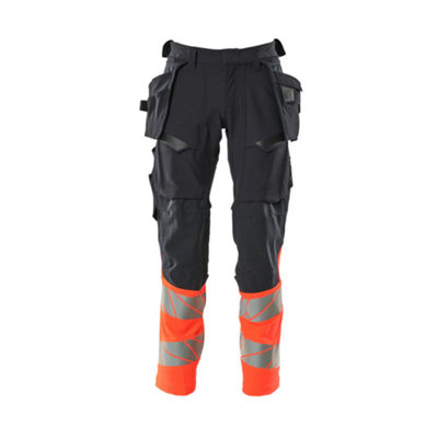Mascot Accelerate Safe Trousers With Holster PocketsDark Navy/hi-Vis Red  (46.5) (Leg LengthRegular) from B&Q