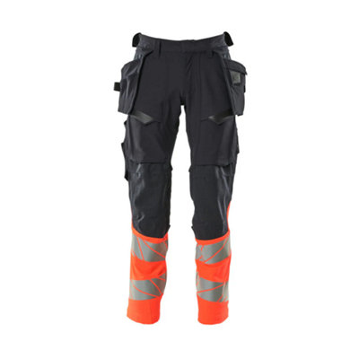 Mascot Accelerate Safe Trousers With Holster PocketsDark Navy/hi-Vis Red  (50.5) (Leg LengthRegular) from B&Q