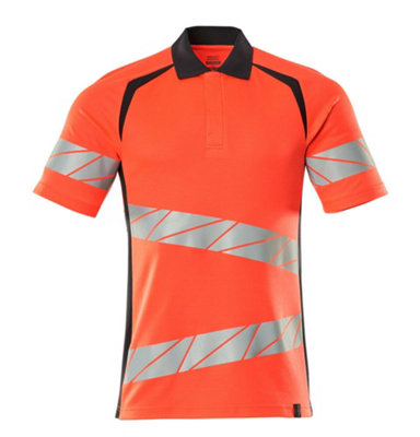 Mascot Accelerate Safe Modern Fit Polo Shirt (Hi-Vis Red/dark Navy)  (Small) from B&Q