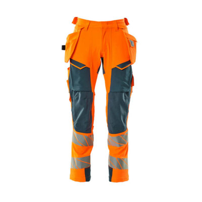 Mascot Accelerate Safe Trousers With Holster PocketsHi-Vis Orange/dark Petroleum   (30.5) (Leg LengthShort) from B&Q