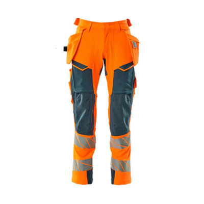 Mascot Accelerate Safe Trousers With Holster PocketsHi-Vis Orange/dark Petroleum   (31.5) (Leg LengthShort) from B&Q