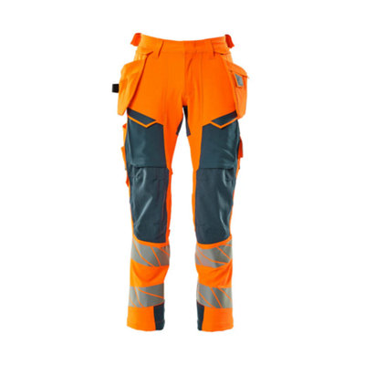 Mascot Accelerate Safe Trousers With Holster PocketsHi-Vis Orange/dark Petroleum   (32.5) (Leg LengthShort) from B&Q