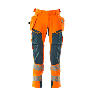 Mascot Accelerate Safe Trousers With Holster PocketsHi-Vis Orange/dark Petroleum   (34.5) (Leg LengthRegular) from B&Q