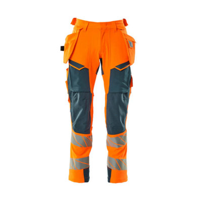 Mascot Accelerate Safe Trousers With Holster PocketsHi-Vis Orange/dark Petroleum   (36.5) (Leg LengthRegular) from B&Q