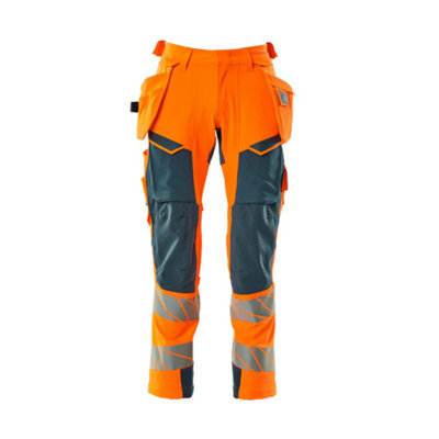 Mascot Accelerate Safe Trousers With Holster PocketsHi-Vis Orange/dark Petroleum   (40.5) (Leg LengthRegular) from B&Q