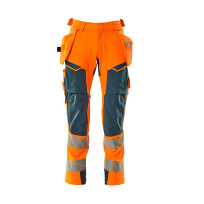 Mascot Accelerate Safe Trousers With Holster PocketsHi-Vis Orange/dark Petroleum   (32.5) (Leg LengthLong) from B&Q