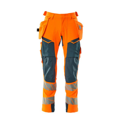 Mascot Accelerate Safe Trousers With Holster PocketsHi-Vis Orange/dark Petroleum   (35.5) (Leg LengthLong) from B&Q