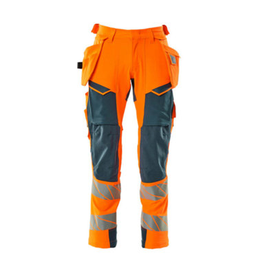 Mascot Accelerate Safe Trousers With Holster PocketsHi-Vis Orange/dark Petroleum   (40.5) (Leg LengthLong) from B&Q