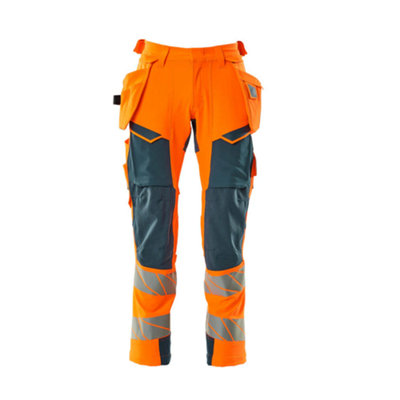 Mascot Accelerate Safe Trousers With Holster PocketsHi-Vis Orange/dark Petroleum   (42.5) (Leg LengthLong) from B&Q