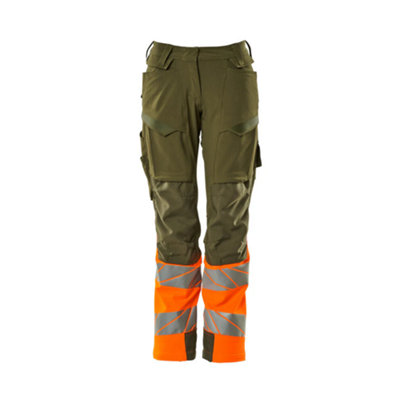 Mascot Accelerate Safe Ladies Diamond Fit Trousers With Kneepad PocketsMoss Green/orange  (38.5) (Leg LengthShort) from B&Q