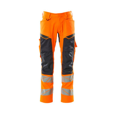 Mascot Accelerate Safe Trousers With Kneepad PocketsHi-Vis Orange/dark Navy   (33.5) (Leg LengthShort) from B&Q