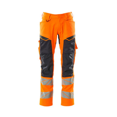 Mascot Accelerate Safe Trousers With Kneepad PocketsHi-Vis Orange/dark Navy   (36.5) (Leg LengthShort) from B&Q