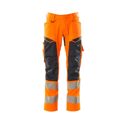 Mascot Accelerate Safe Trousers With Kneepad PocketsHi-Vis Orange/dark Navy   (38.5) (Leg LengthShort) from B&Q