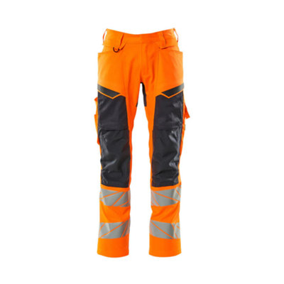 Mascot Accelerate Safe Trousers With Kneepad PocketsHi-Vis Orange/dark Navy   (40.5) (Leg LengthShort) from B&Q