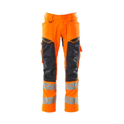 Mascot Accelerate Safe Trousers With Kneepad PocketsHi-Vis Orange/dark Navy   (28.5) (Leg LengthRegular) from B&Q