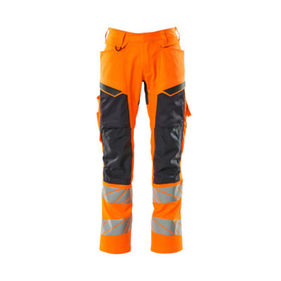 Mascot Accelerate Safe Trousers With Kneepad PocketsHi-Vis Orange/dark Navy   (31.5) (Leg LengthRegular) from B&Q
