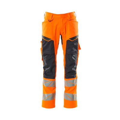 Mascot Accelerate Safe Trousers With Kneepad PocketsHi-Vis Orange/dark Navy   (44.5) (Leg LengthRegular) from B&Q