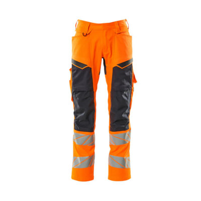 Mascot Accelerate Safe Trousers With Kneepad PocketsHi-Vis Orange/dark Navy   (48.5) (Leg LengthRegular) from B&Q