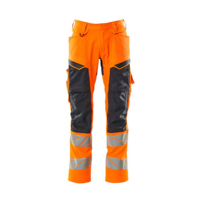 Mascot Accelerate Safe Trousers With Kneepad PocketsHi-Vis Orange/dark Navy   (50.5) (Leg LengthRegular) from B&Q