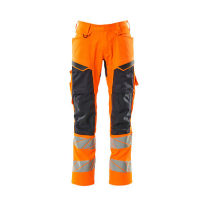 Mascot Accelerate Safe Trousers With Kneepad PocketsHi-Vis Orange/dark Navy   (30.5) (Leg LengthLong) from B&Q