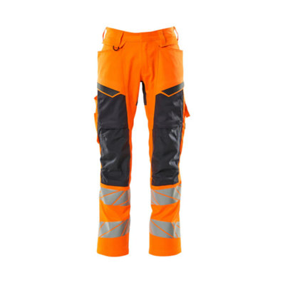 Mascot Accelerate Safe Trousers With Kneepad PocketsHi-Vis Orange/dark Navy   (32.5) (Leg LengthLong) from B&Q