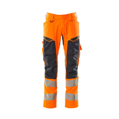 Mascot Accelerate Safe Trousers With Kneepad PocketsHi-Vis Orange/dark Navy   (34.5) (Leg LengthLong) from B&Q