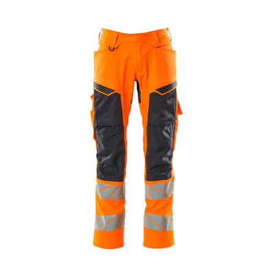 Mascot Accelerate Safe Trousers With Kneepad PocketsHi-Vis Orange/dark Navy   (35.5) (Leg LengthLong) from B&Q
