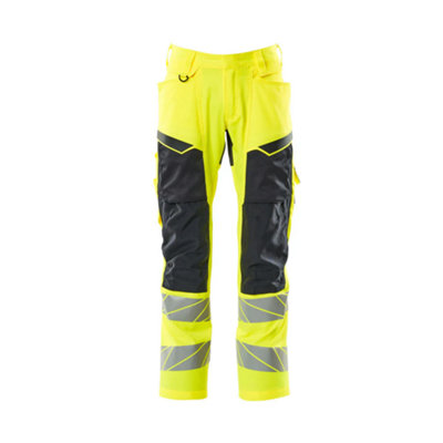 Mascot Accelerate Safe Trousers With Kneepad PocketsHi-Vis Yellow/dark Navy   (35.5) (Leg LengthShort) from B&Q