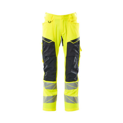 Mascot Accelerate Safe Trousers With Kneepad PocketsHi-Vis Yellow/dark Navy   (38.5) (Leg LengthShort) from B&Q