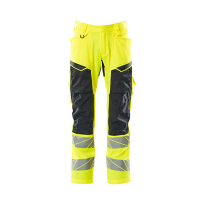 Mascot Accelerate Safe Trousers With Kneepad PocketsHi-Vis Yellow/dark Navy   (28.5) (Leg LengthRegular) from B&Q