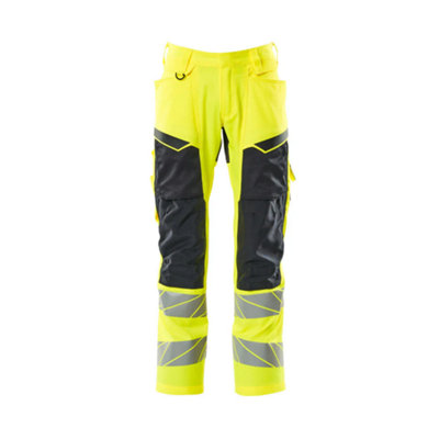 Mascot Accelerate Safe Trousers With Kneepad PocketsHi-Vis Yellow/dark Navy   (30.5) (Leg LengthRegular) from B&Q
