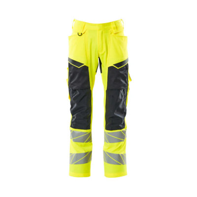 Mascot Accelerate Safe Trousers With Kneepad PocketsHi-Vis Yellow/dark Navy   (32.5) (Leg LengthRegular) from B&Q