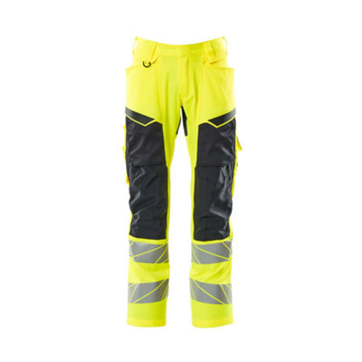 Mascot Accelerate Safe Trousers With Kneepad PocketsHi-Vis Yellow/dark Navy   (44.5) (Leg LengthRegular) from B&Q