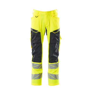 Mascot Accelerate Safe Trousers With Kneepad PocketsHi-Vis Yellow/dark Navy   (46.5) (Leg LengthRegular) from B&Q