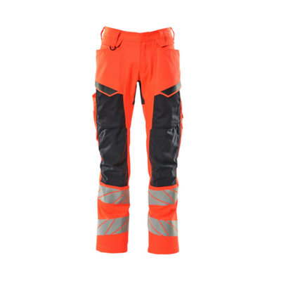 Mascot Accelerate Safe Trousers With Kneepad PocketsHi-Vis Red/dark Navy   (40.5) (Leg LengthShort) from B&Q