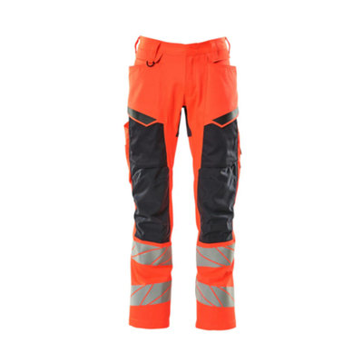 Mascot Accelerate Safe Trousers With Kneepad PocketsHi-Vis Red/dark Navy   (33.5) (Leg LengthLong) from B&Q