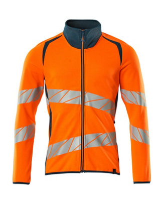 Mascot Accelerate Safe Modern Fit Zippered Sweatshirt (Hi-Vis Orange/dark Petroleum)  (Large)
