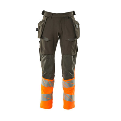 Mascot Accelerate Safe Trousers With Holster PocketsDark Anthracite/hi-Vis Orange   (34.5) (Leg LengthShort) from B&Q