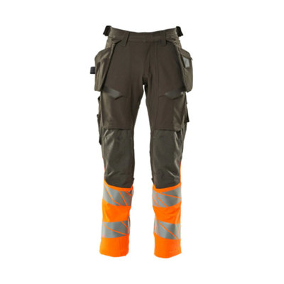 Mascot Accelerate Safe Trousers With Holster Pockets - /Hi-Vis (38.5) (Leg Length - Short) Dark/Anthracite/Orange