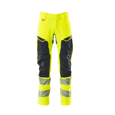 Mascot Accelerate Safe Trousers With Kneepad PocketsHi-Vis Yellow/dark Navy   (35.5) (Leg LengthShort) from B&Q
