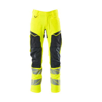 Mascot Accelerate Safe Trousers With Kneepad PocketsHi-Vis Yellow/dark Navy   (36.5) (Leg LengthShort) from B&Q