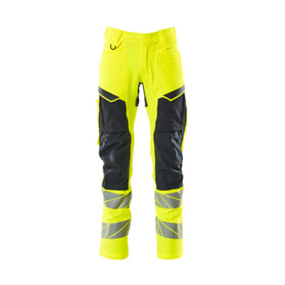 Mascot Accelerate Safe Trousers With Kneepad PocketsHi-Vis Yellow/dark Navy   (38.5) (Leg LengthShort) from B&Q