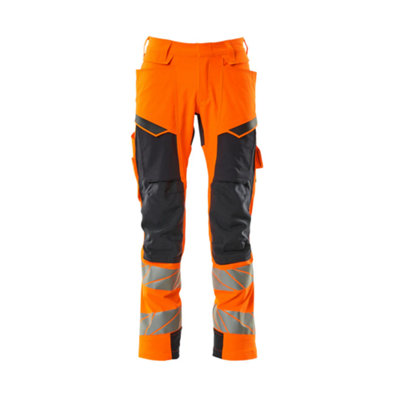 Mascot Accelerate Safe Trousers With Kneepad PocketsHi-Vis Orange/dark Navy  (28.5) (Leg LengthRegular) from B&Q