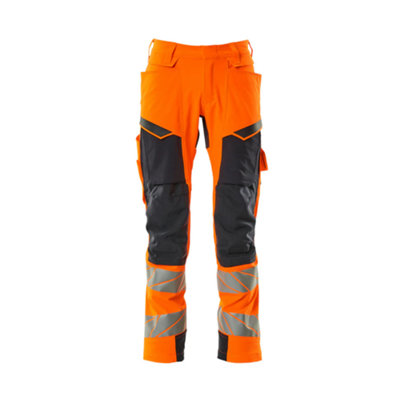 Mascot Accelerate Safe Trousers With Kneepad PocketsHi-Vis Orange/dark Navy  (48.5) (Leg LengthRegular) from B&Q