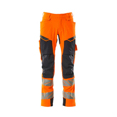 Mascot Accelerate Safe Trousers With Kneepad PocketsHi-Vis Orange/dark Navy  (50.5) (Leg LengthRegular) from B&Q