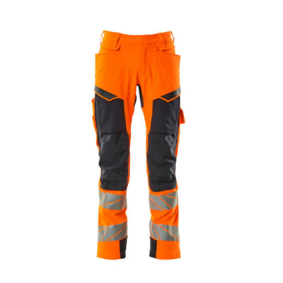 Mascot Accelerate Safe Trousers With Kneepad PocketsHi-Vis Orange/dark Navy  (34.5) (Leg LengthLong) from B&Q