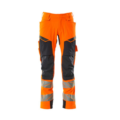 Mascot Accelerate Safe Trousers With Kneepad PocketsHi-Vis Orange/dark Navy  (35.5) (Leg LengthLong) from B&Q