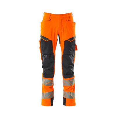 Mascot Accelerate Safe Trousers With Kneepad PocketsHi-Vis Orange/dark Navy  (46.5) (Leg LengthLong) from B&Q